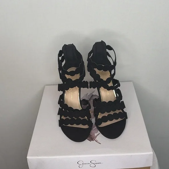 Jessica Simpson Centinoa Black Heels Women 5.5 Ankle Strap New Box 4”(B104)” - Picture 4 of 10